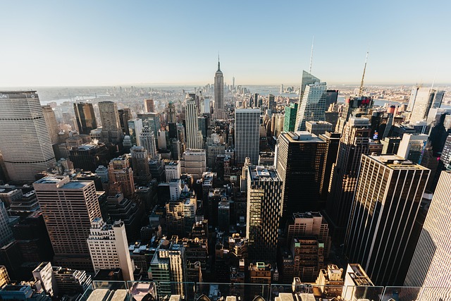 modern Canadian office space with city skyline view and communication devices